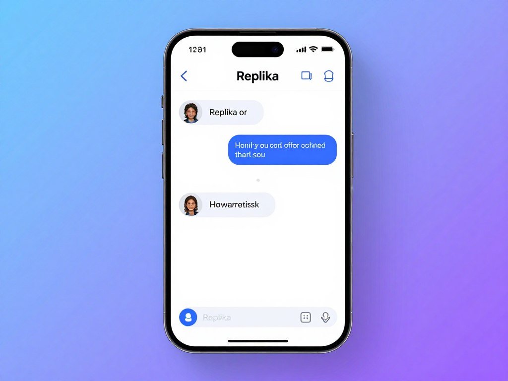 Replika app interface showing conversation