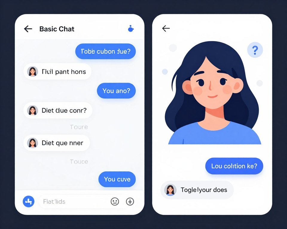 comparison between basic chatbot and advanced AI girlfriend interface