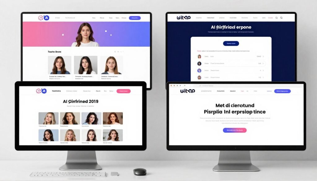 side by side comparison of multiple AI girlfriend platforms