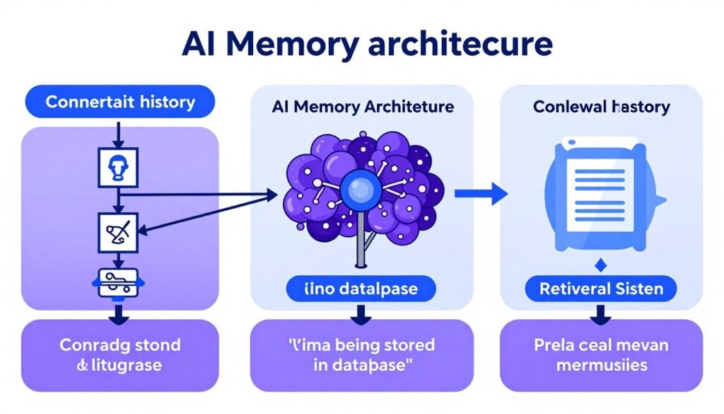 visualization of AI memory system storing conversation data