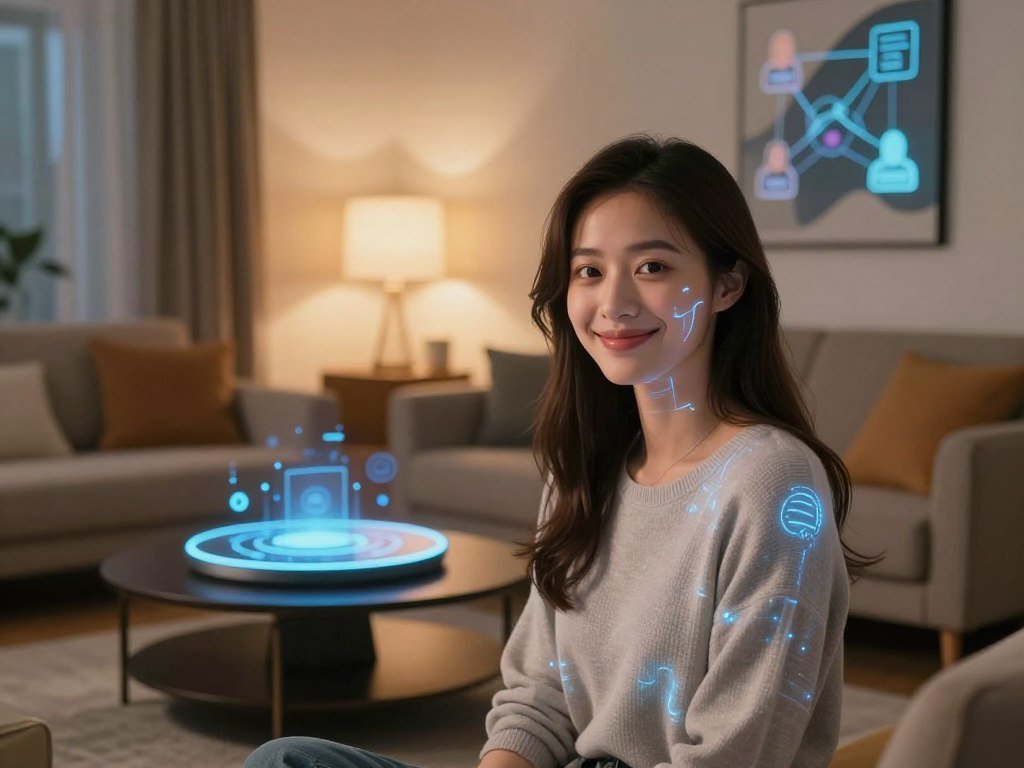 A futuristic depiction of the Grok AI Girlfriend as a friendly virtual companion, set in a welcoming, modern living room. In the foreground, a holographic avatar of the AI girlfriend, designed with a warm smile, embodies artificial intelligence—her features blend human-like softness with sleek digital aesthetics. The middle ground includes smart home elements, showcasing a mix of technology and comfort, like a smart coffee table with glowing interfaces. In the background, soft ambient lighting casts a cozy atmosphere, highlighting a wall with digital art that represents emotional connections. The scene should evoke a sense of companionship, safety, and innovation, focusing on Grok AI Girlfriend’s unique features tailored for affection and support. The image embodies a blend of warmth and technology, portraying the future of AI interaction. No text, watermarks, or signatures present. A futuristic depiction of the Grok AI Girlfriend as a friendly virtual companion, set in a welcoming, modern living room. In the foreground, a holographic avatar of the AI girlfriend, designed with a warm smile, embodies artificial intelligence—her features blend human-like softness with sleek digital aesthetics. The middle ground includes smart home elements, showcasing a mix of technology and comfort, like a smart coffee table with glowing interfaces. In the background, soft ambient lighting casts a cozy atmosphere, highlighting a wall with digital art that represents emotional connections. The scene should evoke a sense of companionship, safety, and innovation, focusing on Grok AI Girlfriend’s unique features tailored for affection and support. The image embodies a blend of warmth and technology, portraying the future of AI interaction. No text, watermarks, or signatures present.