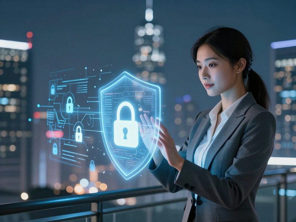 A futuristic digital scene representing privacy and safety in AI girlfriend platforms, specifically focusing on sexlove.ai. In the foreground, a confident woman in professional business attire interacts with a holographic AI companion, displaying a protective shield graphic around them to symbolize privacy. The middle ground features an abstract representation of encrypted data streams and lock icons, emphasizing security and content policy considerations. In the background, a sleek, modern city skyline with soft, glowing lights creates an advanced tech atmosphere. The lighting is cool and ambient, with a soft blue hue to evoke trust and safety. The composition is shot from a slightly elevated angle, highlighting the interaction and the security concept, conveying a mood of innovation and peace of mind. A futuristic digital scene representing privacy and safety in AI girlfriend platforms, specifically focusing on sexlove.ai. In the foreground, a confident woman in professional business attire interacts with a holographic AI companion, displaying a protective shield graphic around them to symbolize privacy. The middle ground features an abstract representation of encrypted data streams and lock icons, emphasizing security and content policy considerations. In the background, a sleek, modern city skyline with soft, glowing lights creates an advanced tech atmosphere. The lighting is cool and ambient, with a soft blue hue to evoke trust and safety. The composition is shot from a slightly elevated angle, highlighting the interaction and the security concept, conveying a mood of innovation and peace of mind.