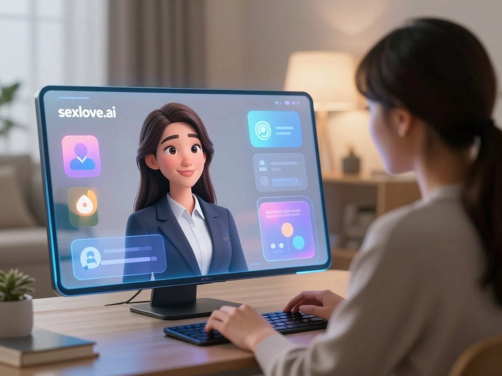 A futuristic, inviting interaction scene featuring a virtual girlfriend AI interface on a sleek, modern digital device. In the foreground, a friendly, animated character with a warm smile, depicted in professional business attire, engaging with the user. The middle ground shows a glowing, interactive screen displaying vibrant graphics, showcasing features of "sexlove.ai" with soft, colorful icons symbolizing companionship and interaction. The background is a cozy, well-lit room with soft ambient lighting, suggesting a comfortable atmosphere, enhanced by soft shadows and gentle highlights. The scene captures the mood of companionship and technology, inviting the viewer into the virtual experience without distractions. The angle is slightly elevated, showcasing both the character and the vibrant interface in clear detail. A futuristic, inviting interaction scene featuring a virtual girlfriend AI interface on a sleek, modern digital device. In the foreground, a friendly, animated character with a warm smile, depicted in professional business attire, engaging with the user. The middle ground shows a glowing, interactive screen displaying vibrant graphics, showcasing features of "sexlove.ai" with soft, colorful icons symbolizing companionship and interaction. The background is a cozy, well-lit room with soft ambient lighting, suggesting a comfortable atmosphere, enhanced by soft shadows and gentle highlights. The scene captures the mood of companionship and technology, inviting the viewer into the virtual experience without distractions. The angle is slightly elevated, showcasing both the character and the vibrant interface in clear detail.