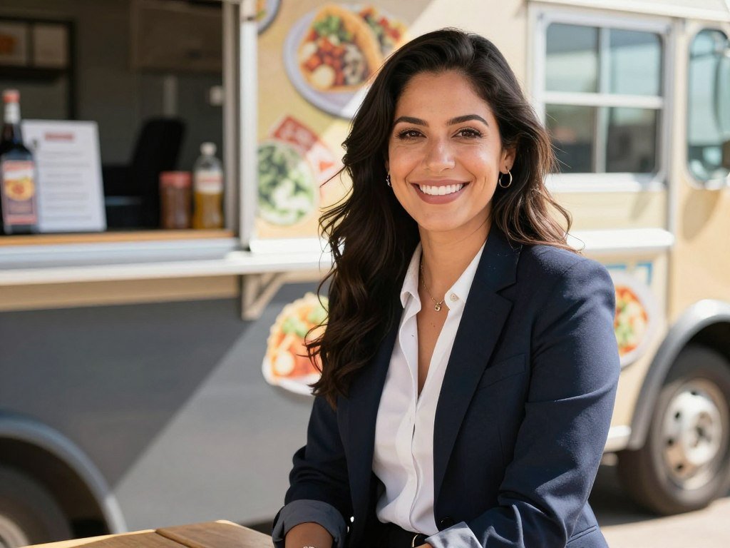 A high-quality, Instagram-style photo of a beautiful woman with a warm smile, sitting at a sunlit outdoor taco truck in Tucson, wearing a casual denim jacket and natural makeup, authentic lighting. A high-quality, Instagram-style photo of a beautiful woman with a warm smile, sitting at a sunlit outdoor taco truck in Tucson, wearing a casual denim jacket and natural makeup, authentic lighting.