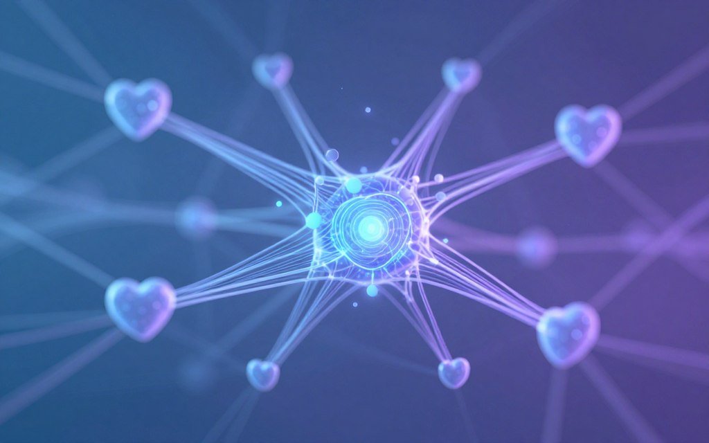 Abstract visualization of AI neural networks and emotional processing systems