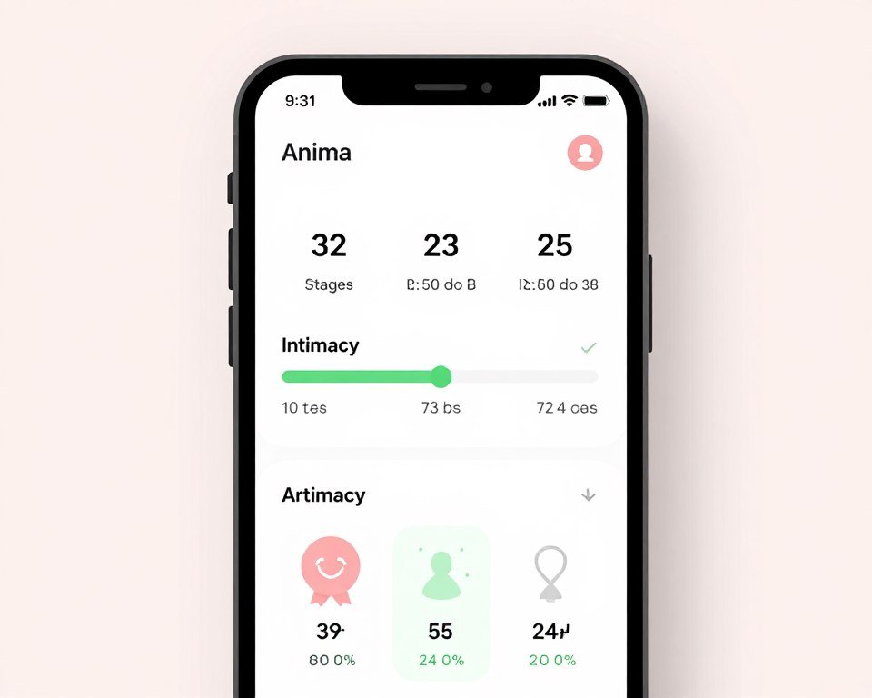 Anima app showing relationship progression interface