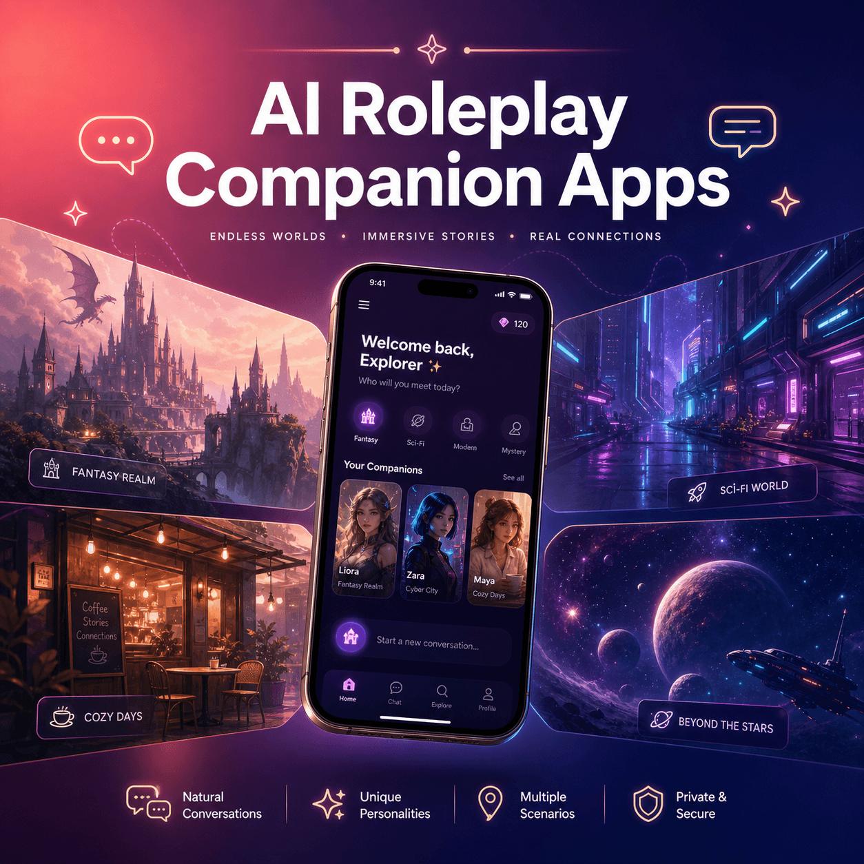 Best AI Girlfriend Apps for Roleplay Worlds & Scenarios