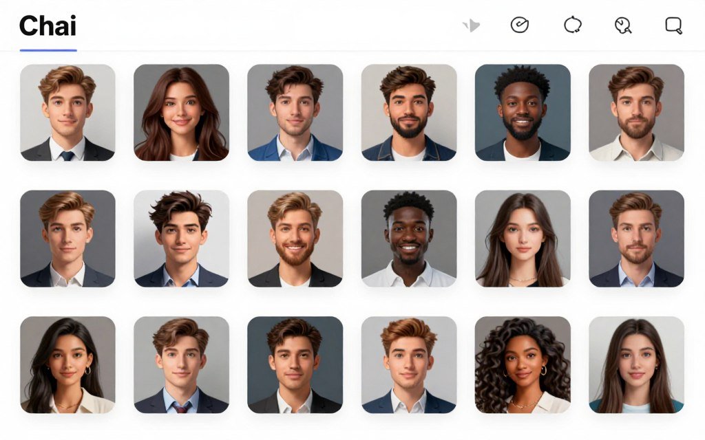Chai app interface showing diverse character library