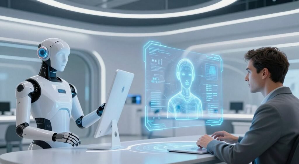 Futuristic visualization of advanced AI companion technology