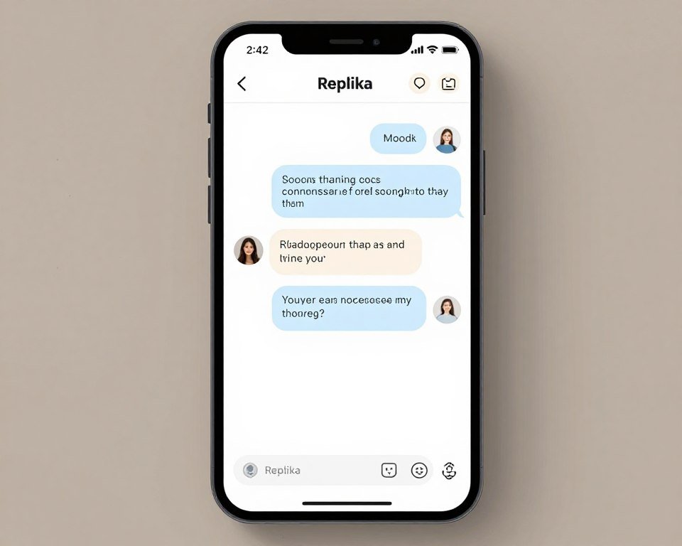 Replika app interface showing therapeutic conversation features