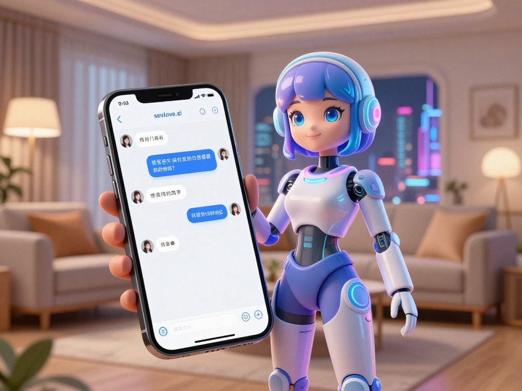 A futuristic scene depicting an AI girlfriend concept, emphasizing the theme of "no login private messaging." In the foreground, a friendly and approachable digital companion, designed as a holographic figure with sleek features and vibrant colors, stands beside a modern smartphone displaying an engaging chat interface. The middle ground shows a cozy, well-lit living room environment with soft, ambient lighting and contemporary furniture, creating a welcoming atmosphere. The background features a futuristic city skyline, subtly blurred to suggest a digital landscape. The mood is warm and inviting, reflecting instant chat fun with a slight technological edge, showcasing the brand "sexlove.ai" prominently on the device. Illuminate the scene with soft, diffused light to enhance the inviting character of the AI and the cozy space. A futuristic scene depicting an AI girlfriend concept, emphasizing the theme of "no login private messaging." In the foreground, a friendly and approachable digital companion, designed as a holographic figure with sleek features and vibrant colors, stands beside a modern smartphone displaying an engaging chat interface. The middle ground shows a cozy, well-lit living room environment with soft, ambient lighting and contemporary furniture, creating a welcoming atmosphere. The background features a futuristic city skyline, subtly blurred to suggest a digital landscape. The mood is warm and inviting, reflecting instant chat fun with a slight technological edge, showcasing the brand "sexlove.ai" prominently on the device. Illuminate the scene with soft, diffused light to enhance the inviting character of the AI and the cozy space.