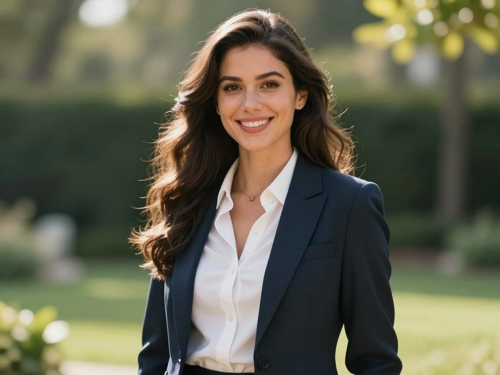 A hyper-realistic digital companion with long wavy hair and an athletic build, wearing a stylish casual outfit, smiling warmly in a sunlit garden setting, 8k resolution, cinematic lighting, photorealistic style. A hyper-realistic digital companion with long wavy hair and an athletic build, wearing a stylish casual outfit, smiling warmly in a sunlit garden setting, 8k resolution, cinematic lighting, photorealistic style.