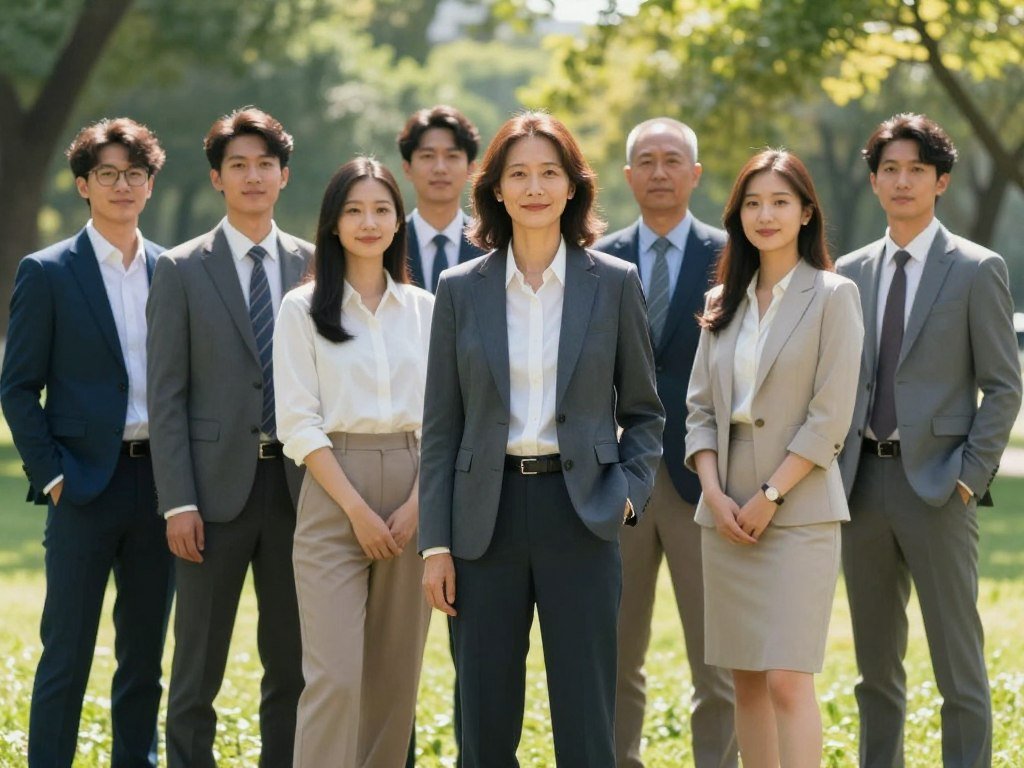 Diverse group of AI companions standing in a park, varied outfits and styles, bright sunny day, realistic photography style. Diverse group of AI companions standing in a park, varied outfits and styles, bright sunny day, realistic photography style.