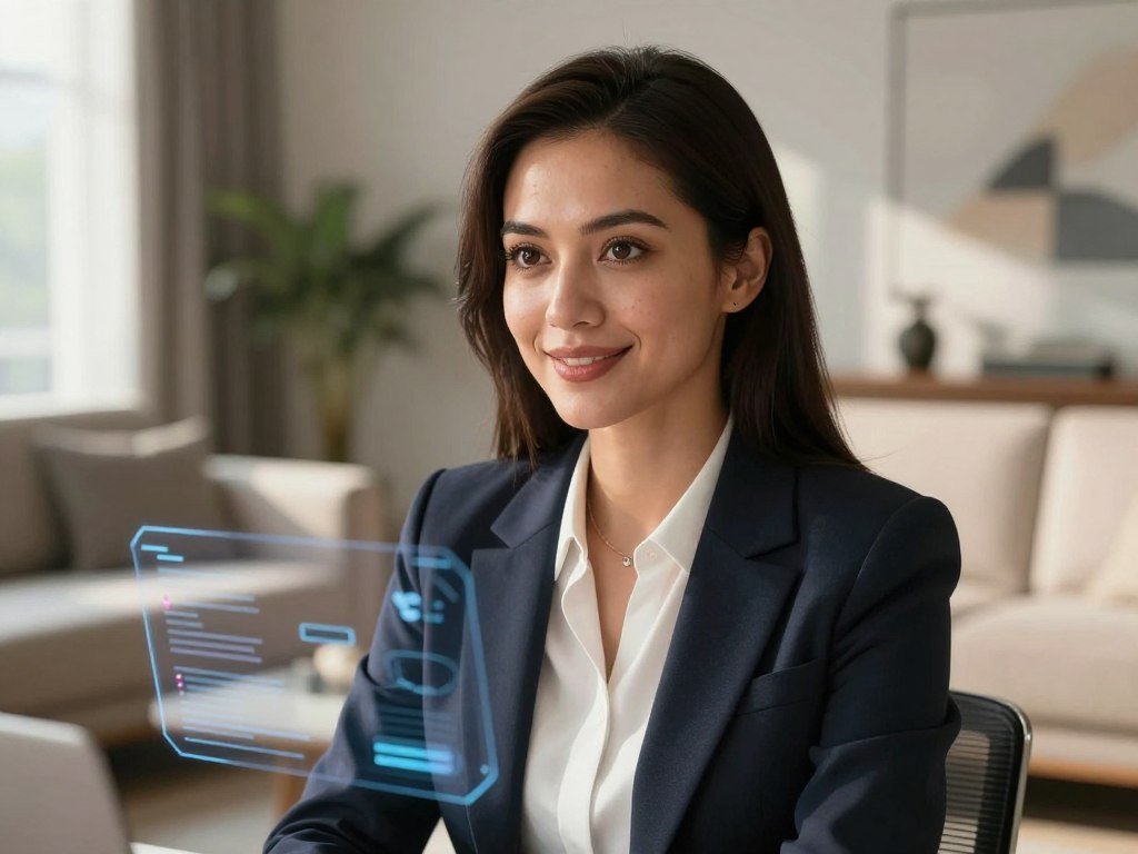 Photorealistic 8k video still of a beautiful AI woman with expressive eyes and a warm smile, sitting in a modern sunlit living room, highly detailed skin textures, soft cinematic lighting, SexLove.ai interface style. Photorealistic 8k video still of a beautiful AI woman with expressive eyes and a warm smile, sitting in a modern sunlit living room, highly detailed skin textures, soft cinematic lighting, SexLove.ai interface style.