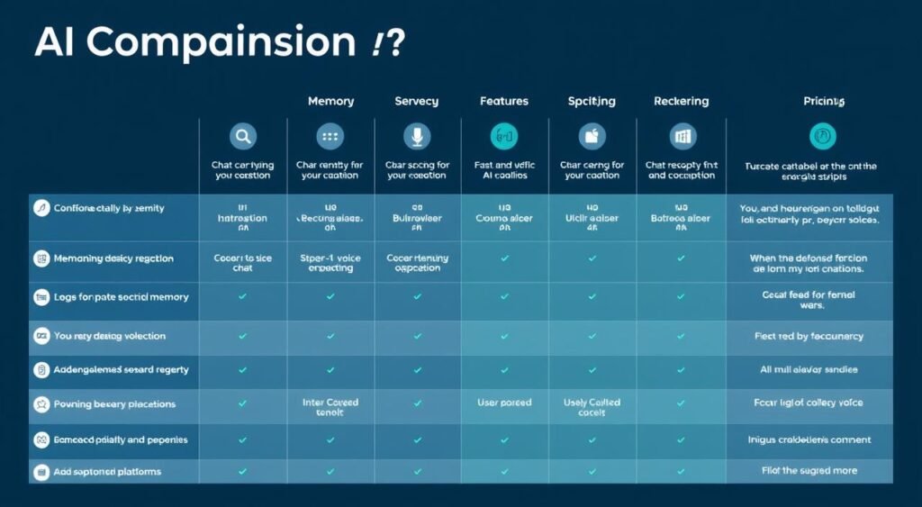 Visual comparison graphic for AI girlfriend apps and companion features